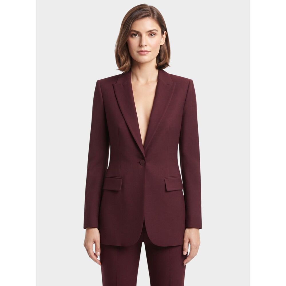 Naked Wardrobe Fitted Blazer Plum Peak Lapel Single Breasted Career Size Large